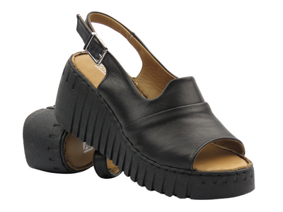 Sandały damskie na platformie z koturnem czarne Artiker 54C0791