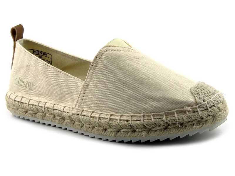 Espadryle damskie z plecioną podeszwą - BIG STAR HH274501, beżowe