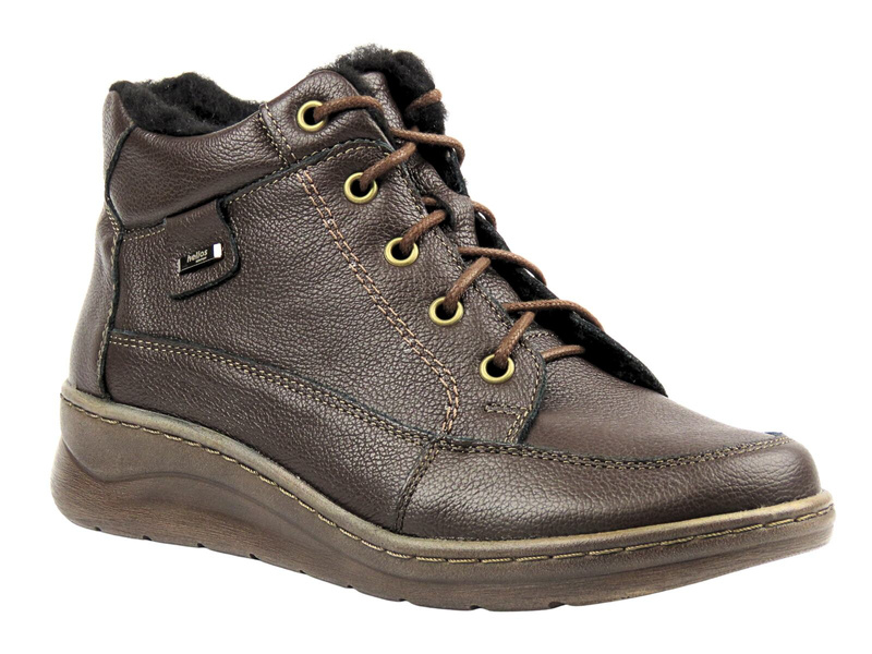 Botki damskie z wełną - HELIOS Komfort 553, ciemnobrązowe