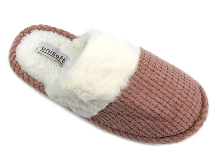 Futerkowe kapcie damskie - Unisoft 23PA11-4867, różowe