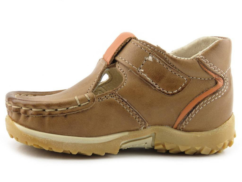 Skórzane półbuty dziecięce zapinane na rzep - Helios 008
