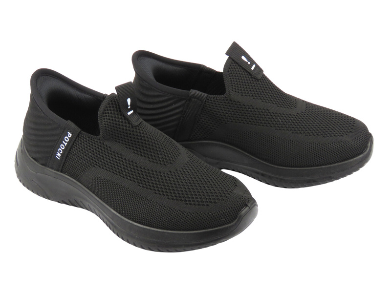 Lekkie sneakersy damskie Potocki 26-01312, czarne