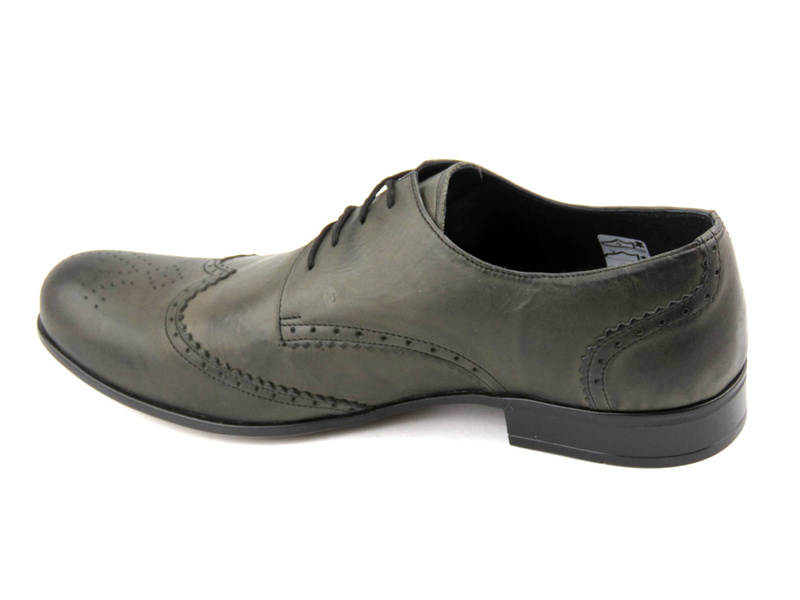 Skórzane brogsy męskie MOSKAŁA 492, szare