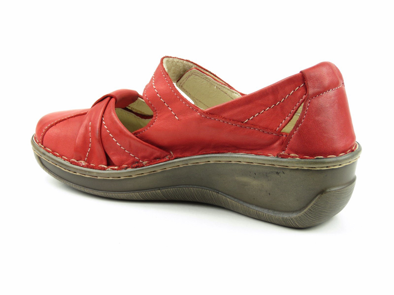 Skórzane półbuty damskie Helios 723/2, czerwone