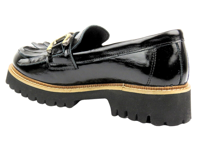 Wygodne lordsy damskie na grubej platformie - VENEZIA E006PABLOBM041, czarne