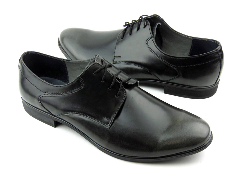 Skórzane półbuty męskie wizytowe MOSKAŁA A116, czarne