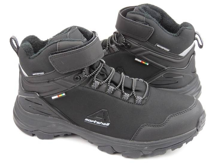 Śniegowce, trekkingi męskie z softshell i membraną - AMERICAN CLUB HL69/22, czarne