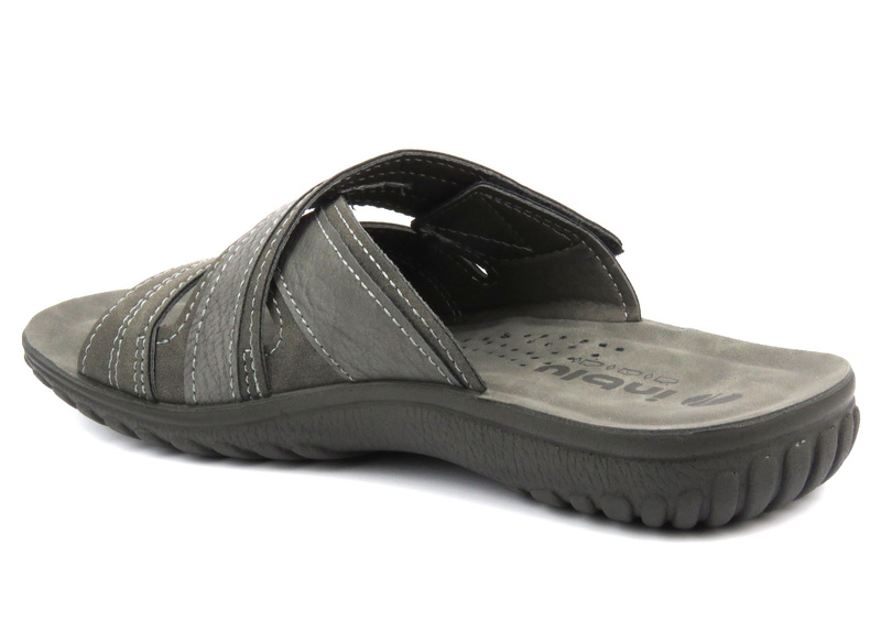 Klapki męskie zapinane na rzep - Inblu FN-99, szare