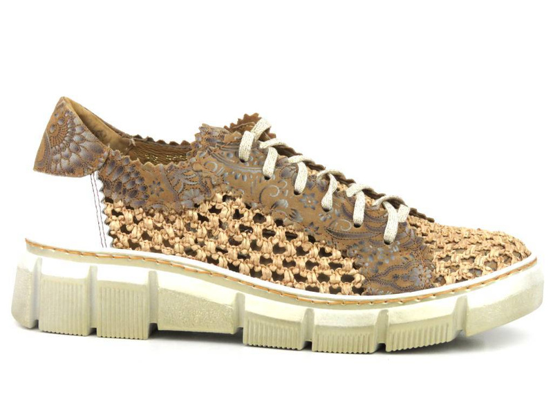 Półbuty damskie ażurowe, sneakersy - Maciejka 05850-04, beżowe