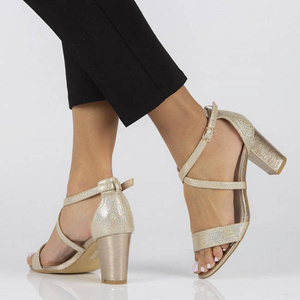 Sandały damskie na słupku - Filippo DS1276/23, złote