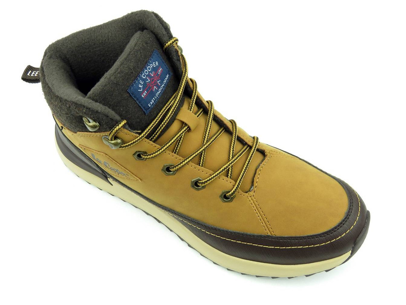 Ciepłe trzewiki męskie na grubej podeszwie - LEE COOPER LCJ-21-01-0534M, brązowe