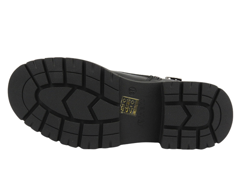 Skórzane Botki Damskie - Inblu IC-37 Czarne Na Zamek