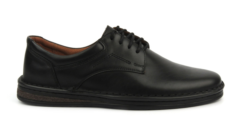 Skórzane półbuty męskie - Waldi 0925, czarne