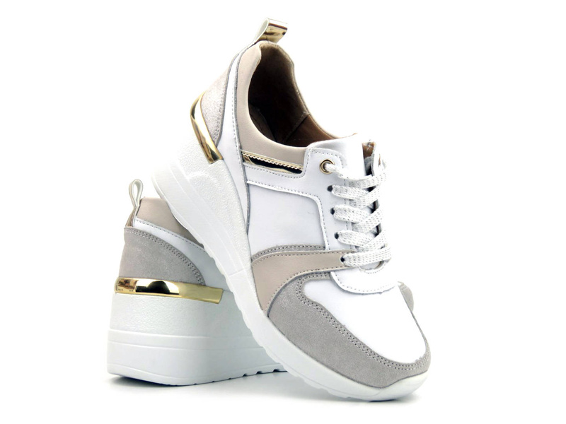 Sneakersy, buty sportowe damskie S. BARSKI AL21405, białe