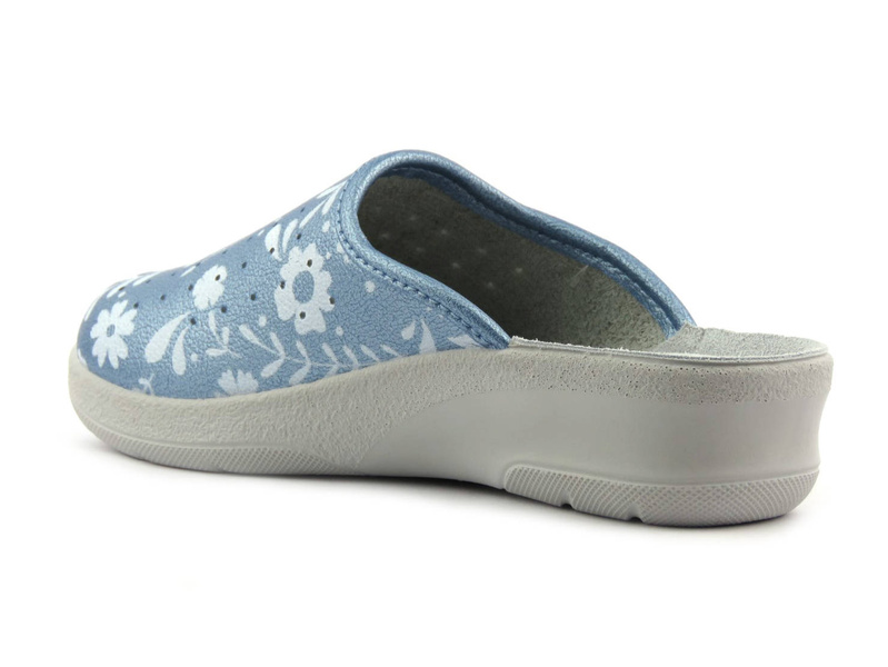 Klapki damskie medyczne ze skórzaną wkładką - Inblu 50-51, jasnoniebieskie