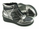 Skórzane botki damskie na koturnie - HELIOS Komfort 597, srebrne
