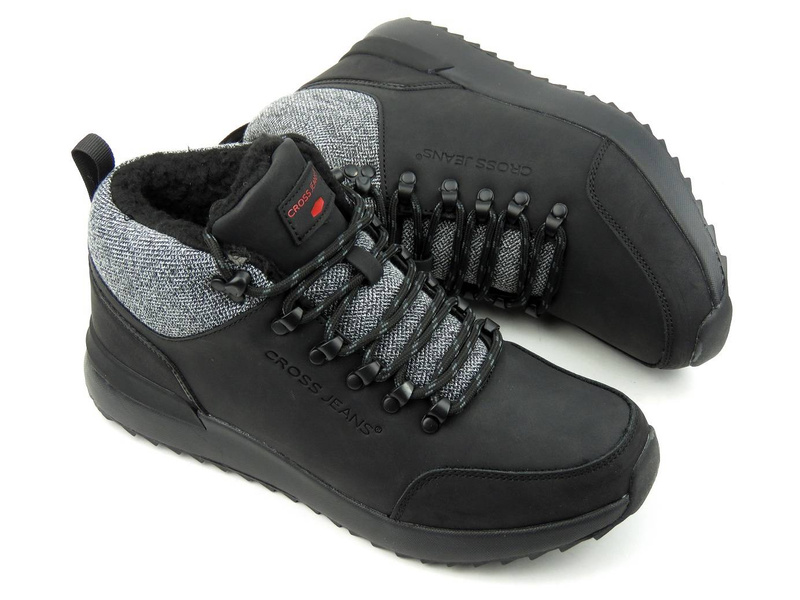 Trzewiki, buty męskie zimowe CROSS JEANS EE1R4113C, czarne
