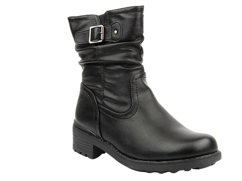 Botki damskie na obcasie- Unisoft 24BT02-7988, czarne