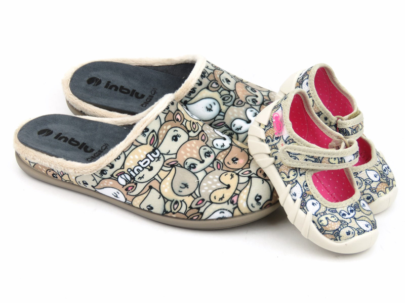 Kapcie dziecięce z linii Mummy & Me - BEFADO 109P240, beżowe z sarenkami