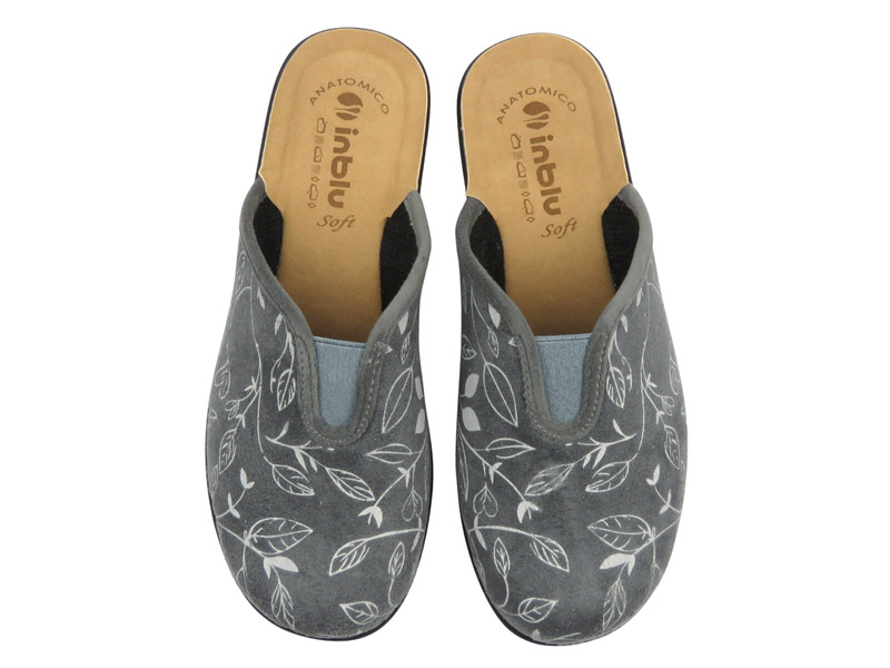 Kapcie damskie z wkładką ze skóry eko szare Inblu CF-49