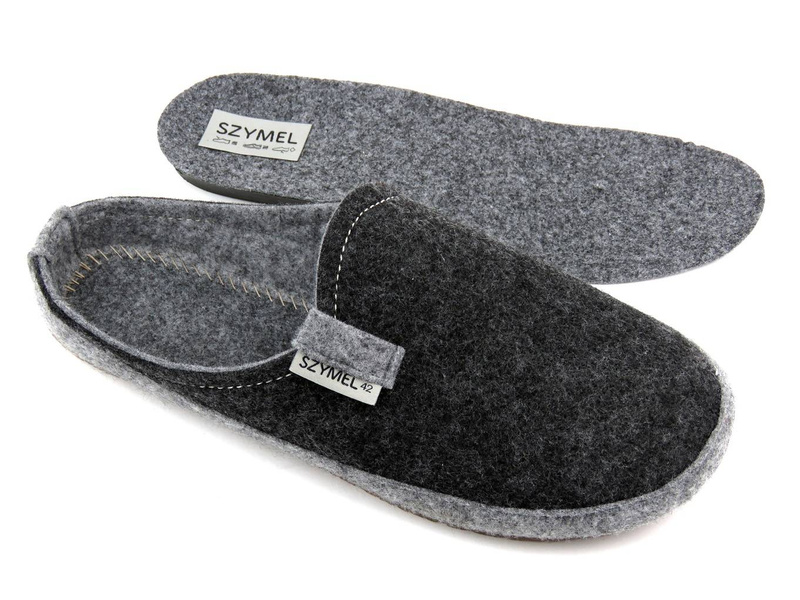 Filcowe kapcie męskie na jesień i zimę - SZYMEL 7500, grafitowe