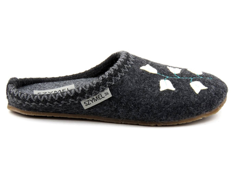 Grafitowe kapcie damskie filcowe z wyjmowaną wkładką - SZYMEL 7001