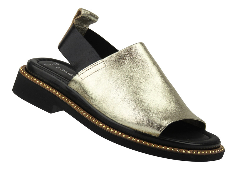 Eleganckie sandały damskie ze skóry naturalnej - Bombonella G029 68 T554-1 złoty, tęgość G
