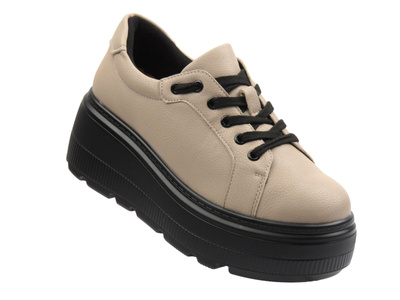 Skórzane sneakersy damskie khaki Cambell 25-19374