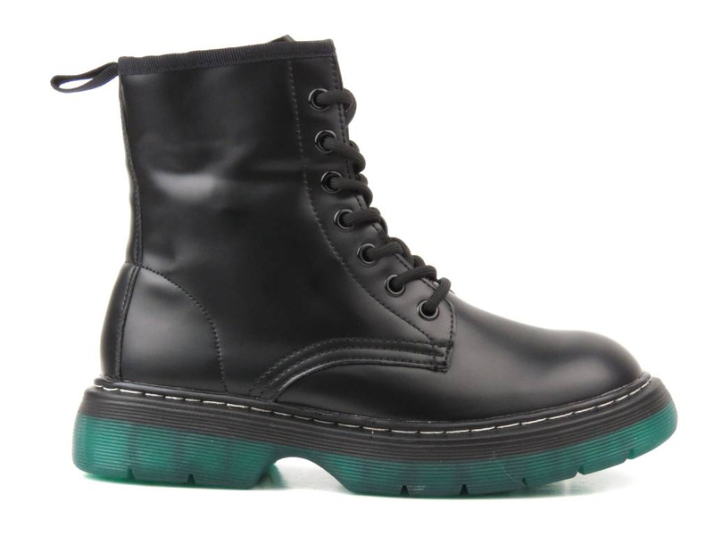 Ocieplane trapery, botki damskie - EVENTO 22BT35-5079, czarno-zielone