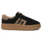 Skórzane sneakersy damskie czarne z panterką Filippo DP7114/25
