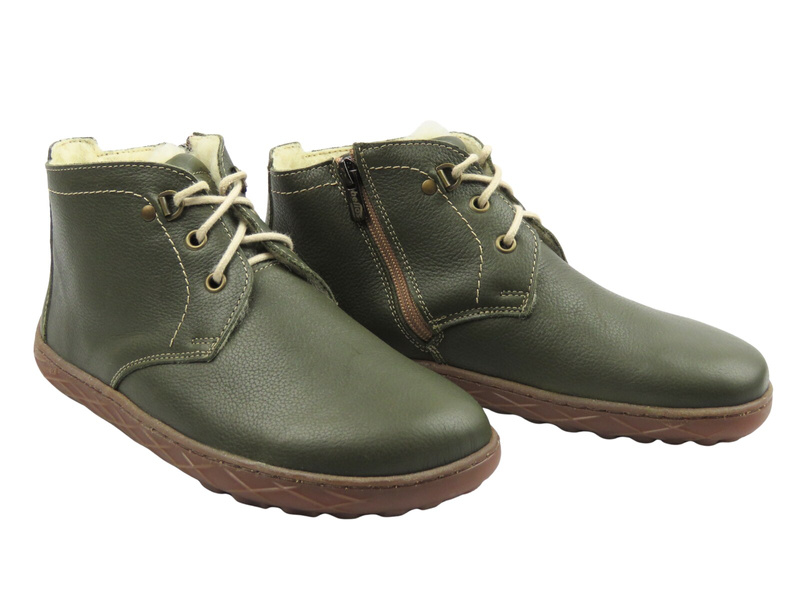 Barefoot botki minimalistyczne damskie oliwkowe Helios Komfort 501P