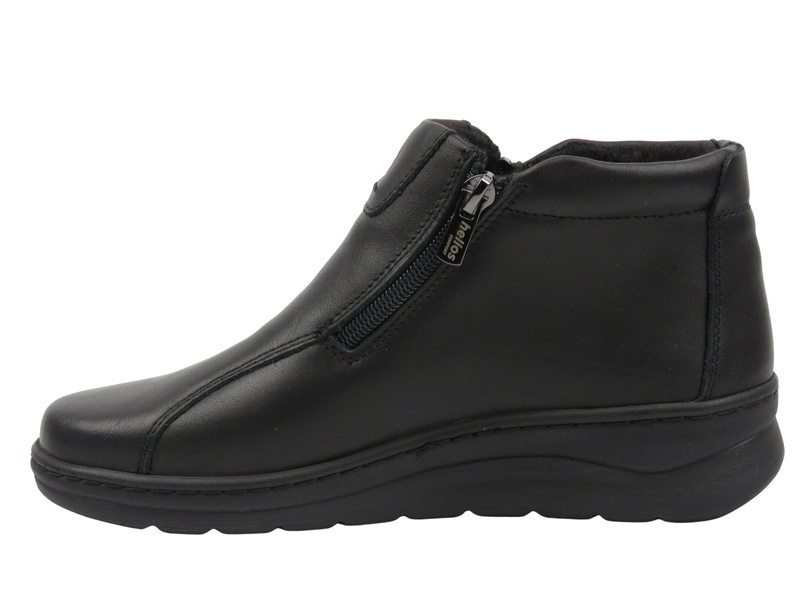 Wygodne botki damskie z miękkiej skóry - Helios 786, czarne