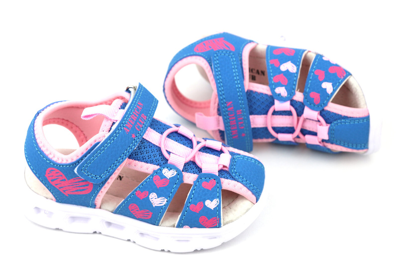 Sportowe sandały dziecięce świecące - American Club RL 113/23, niebieskie