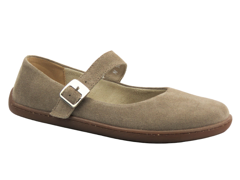 Barefoot skórzane minimalistyczne półbuty damskie ciemny beż Nika Komfort 1445 - PRZEDSPRZEDAŻ