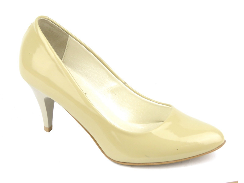 Skórzane czółenka na szpilce - Lewski 2391/2, beżowe