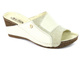 Lekkie klapki damskie na koturnie - HELIOS Komfort 202, ecru