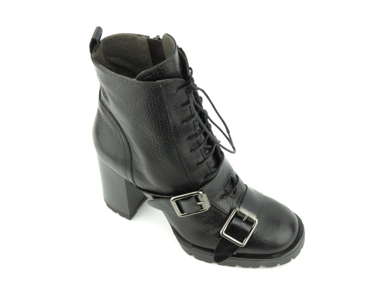 Botki damskie na wysokim słupku - Venezia 4746, czarne