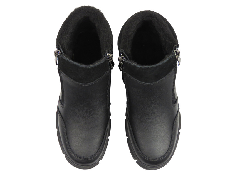 Skórzane botki, trzewiki damskie czarne Nika Komfort H-236