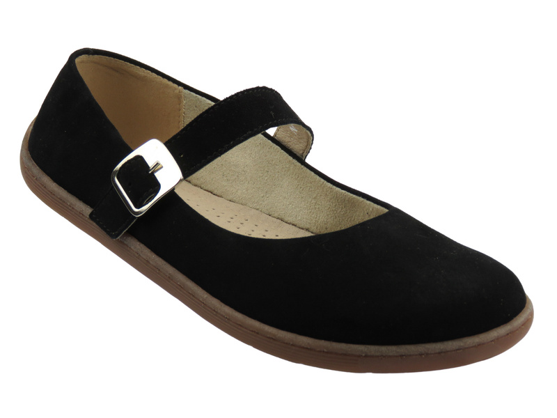 Barefoot skórzane minimalistyczne półbuty damskie czarne Nika Komfort 1445