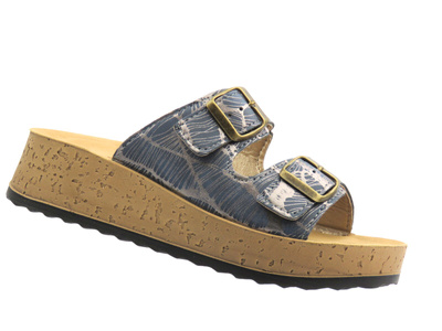 Klapki damskie z klamrami niebieskie INBLU ETNA