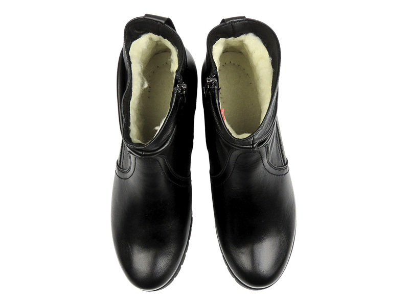 Wygodne, skórzane botki damskie na klocku - Galant 3320, czarne