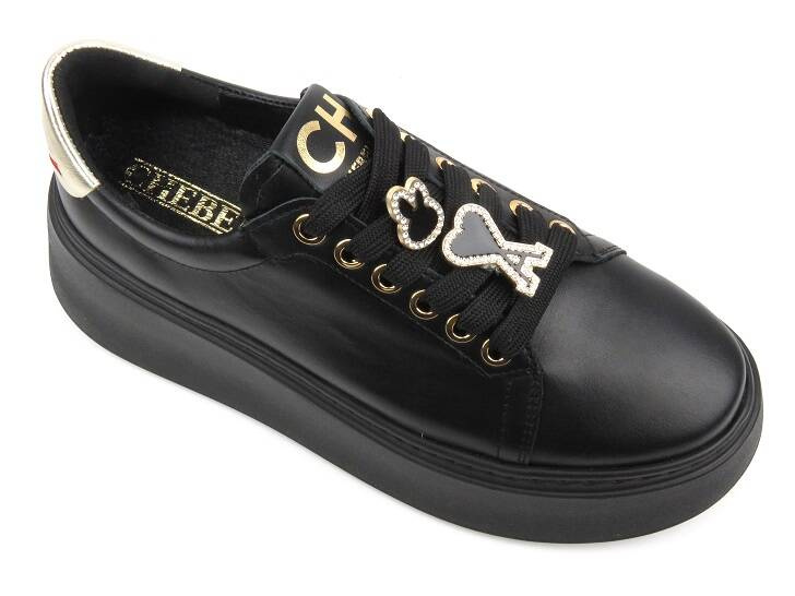 Sportowe buty damskie na platformie - CheBello 4292, czarne