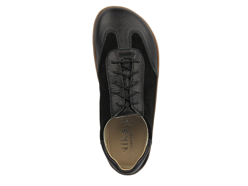 Skórzane półbuty barefoot damskie czarne Nika Komfort 1429 tegość H