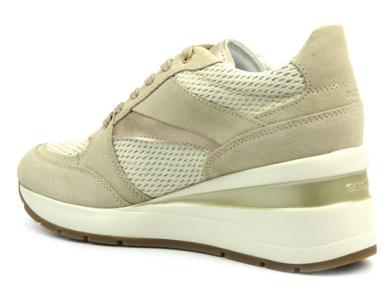 Sneakersy damskie ze skóry naturalnej - GEOX Respira D368LA, beżowe