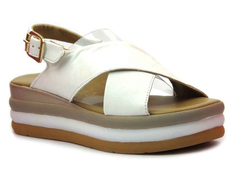 Białe sandały damskie na platformie - MARCO TOZZI 28354