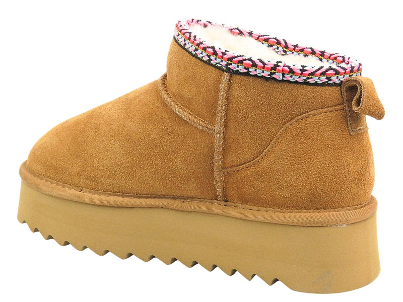 Wygodne śniegowce damskie z miękkiej skóry - Sokolski Z24-530, camel
