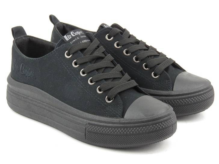Trampki damskie na platformie - LEE COOPER LCW-23-44-1624L, czarne