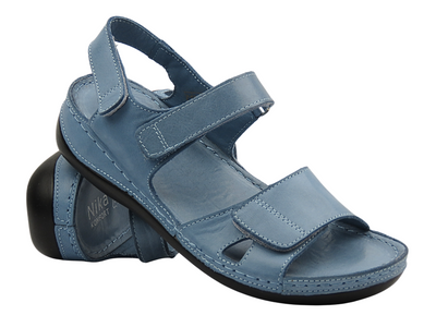 Skórzane sandały damskie Nika Komfort H-180 niebieskie
