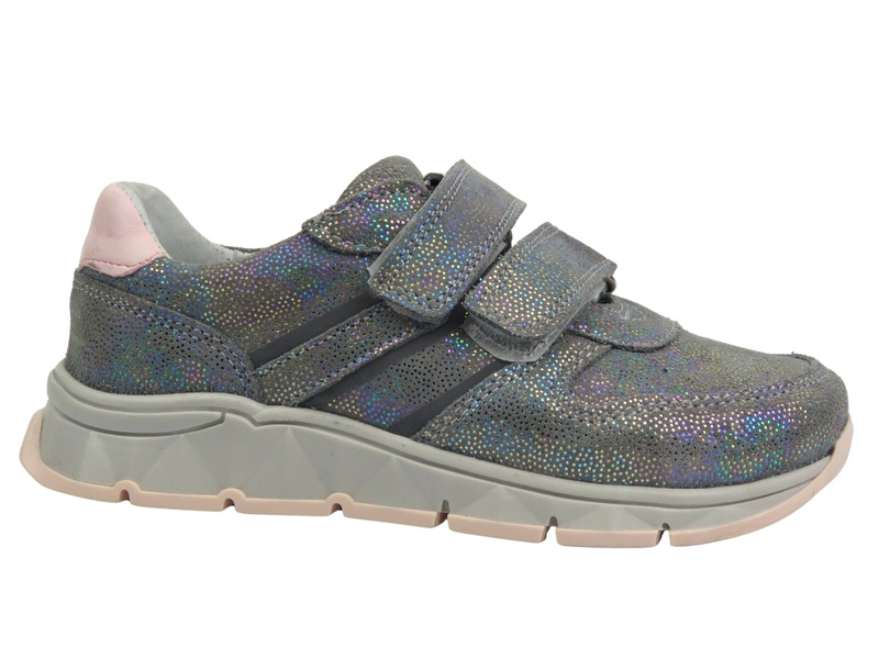 Trzewiki, półbuty dziecięce na rzepy - Jamet 2217, srebrne