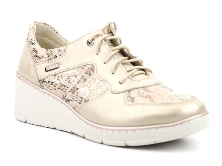 Sneakersy damskie skórzane, wygodne - Helios Komfort 347, złote